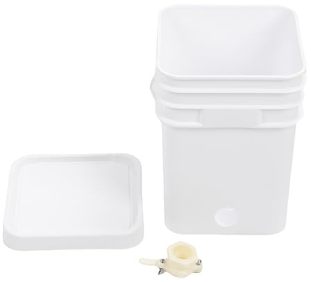 Cubo de Miel de plástico Cuadrado de 20L con Puerta y Tapa, Suministros de Apicultura para apicultores y Profesionales de Patio Trasero