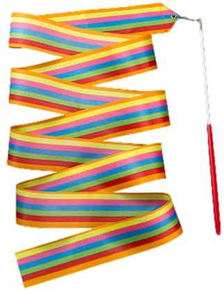 Haodream Bandes de danse, bande de gymnastique pour enfants, salle de sport colorée avec baguette rotative, baguette magique pour danse artistique, bandes de gymnastique colorées