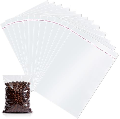 200 PCS Clear Cellophane Bag 15 x 10 cm, Self Adhesive Bags Biscuit Sack Food Safe Small Sweet Bags Empty for Candy Chocolates Cookies Gifts to Party or Home