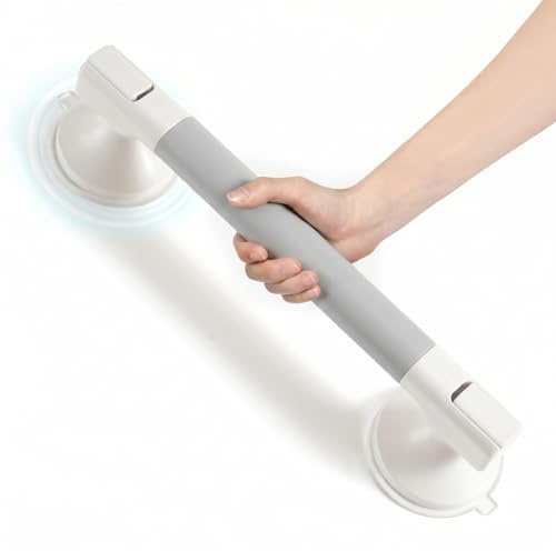 Mannicix Agarraderas de Baño con Ventosa, Agarrador Duchas Personas | Barra de Agarre Sin Taladro para Ducha y Bañera, Asidero Antideslizante para Mayores, Niños y Personas con Movilidad Reducida