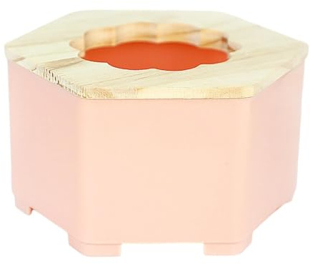 Ysyqkn Hamster Bath Sandbox Bath Tub Toilet Wood PP Semi-Closed with Raised Edge Easy Maintenance Suitable for Gerbils Rodents, Pink