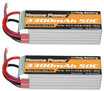 22,2V LiPo Batterie 3300mAh, Lipo 6S Batterie 50C Deans T Stecker für RC Flugzeug RC Hubschrauber RC Quadcopter Drohne Auto LKW Boot Modell (2 Packs)