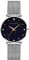 HANNAH MARTIN Sternenhimmel Damen Uhren Analog Quarz Edelstahl Wasserdicht Mesh Ultradünne (Schwarz Oberfläche ，Silber Armband)