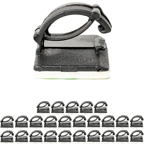Clips Autoadhesivos de Gestión de Cables, 25 pzas, Negro, Hasta Ø 10 mm, Soporte de Organizador de Cables para TV, PC, Ordenador Portátil, LAN y Cables de Carga, Clips de Cable, Grapas pared cables