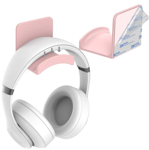 SPORTLINK Support Casque - Écouteurs Crochet Headset Stand Holder avec[Adhésif Fort] pour Écouteurs Gaming,Câbles et Manette pour Bureau/Mural/Table (Rose)