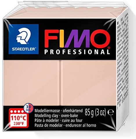 STAEDTLER ofenhärtende Modelliermasse FIMO Professional, rosé, Normalblock 85g, Feste Konsistenz für Filigrane Arbeiten, speziell für Profis und Künstler, 8004-432
