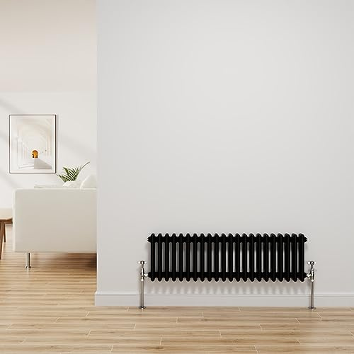 NRG Radiatore Tradizionale Nero in Ghisa 2 Colonne Orizzontale per Riscaldamento Centralizzato, Radiatori da Bagno 300x1010mm
