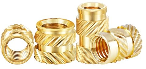 Qrity 100 Stück Gewindeeinsatz, Messing Rändelmuttern, Gewindeeinsatz Einbettmutter Sortiment Kit, für Kunststoffteile für 3D-Drucker Teile, M4 x 4mm x 6mm