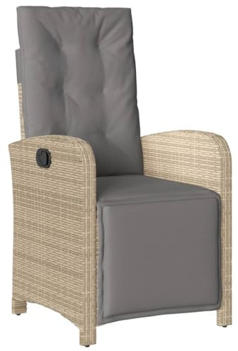 vidaXL Sillón reclinable jardín reposapiés 2 uds ratán PE Beige Mezcla