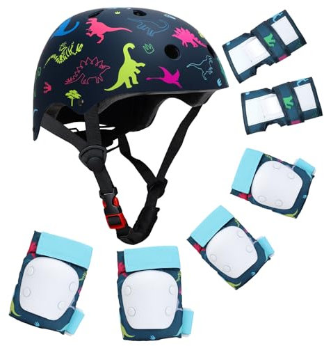 YOOXARMOR Fahrradhelm Kinder,Verstellbar Skaterhelm Reithelm Kinderhelm für 3-5-8 Jungen und Mädchen,Leichtes Sportschutzset Knieschoner Kinder für Skateboarding/Fahrradfahren/Scooter