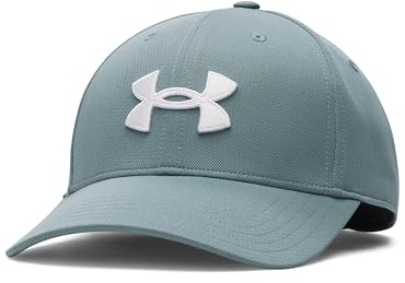 Under Armour Men's Blitzing Adjustable, Comfortable Running Cap for All-Day Breathability and Sun Protection, Men's Cap with Adjustable Sizing and Pre-Curved Visor,Jasper Blue/White/White,OSFM