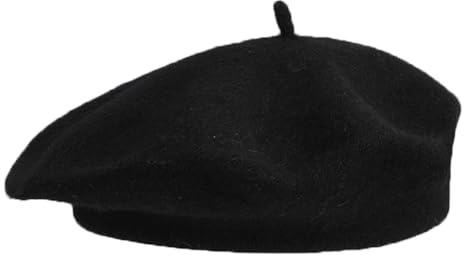 Beret Hat for Women and Men - Classic Solid Color Winter Autumn Fashion Warm Outdoor Elegant Soft Stretchy French Style Retro Artist Beanie Unisex Black