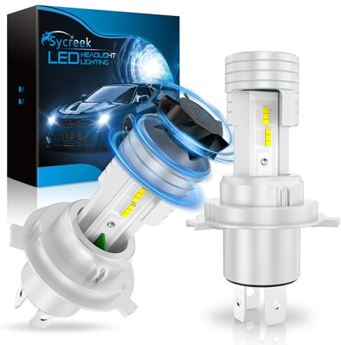 Sycreek H4 LED,110W 26000LM 6500K Blanco Faros Lampara Led H4 9003 HB2 Luz Alta y Baja,Plug and Play Reemplazo Halógeno,2 Bombilla H4