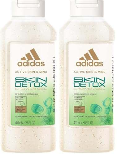 adidas Active Skin & Mind, Skin Detox Shower Gel, Docciaschiuma Donna, 400 ml (Confezione da 2)