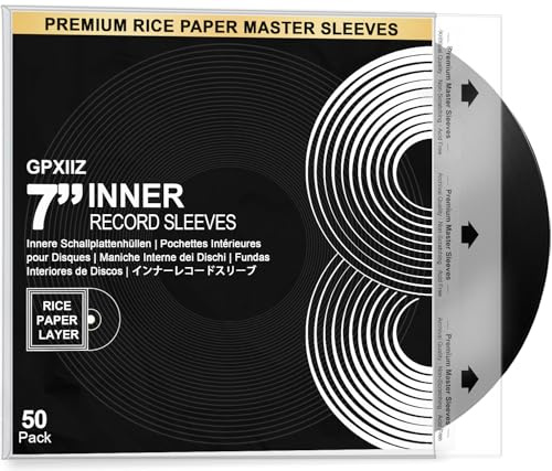 GPXIIZ 50x Antistatiska Innerfodral för Vinylskivor 7 Tum | Syrafria | Slitstarka Genomskinliga HDPE-rispapper Skyddande Album-LP-fodral | Arkiveringsklassade 3-lagers Plastfodral för Skivor