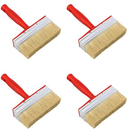 Lot de 4 applicateurs de peinture en poils naturels - Idéal pour les revêtements solvants, vernis, bois, huile sur murs et terrasses - Outil de peinture murale antirouille