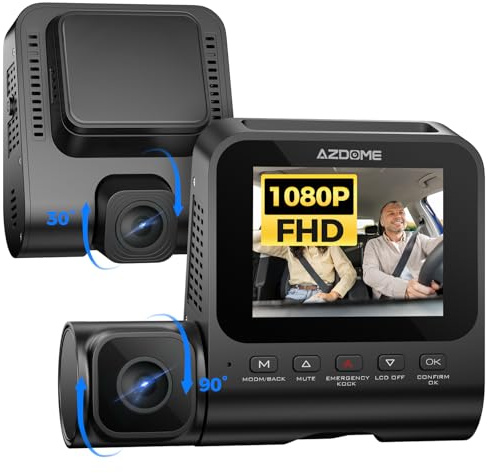 AZDOME V600 1080P Dual Dash Cam Front and Inside, 3'' Screen Dash Camera for Cars, IR Night Vision Dashcam, Car Dash Cam with 24/7 Parking Mode, G-Sensor, Loop Recording, Support 128GB, Easy Install