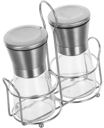 UKCOCO Moulin à Poivre Manuel Acier Inoxydable Mouture Set de Broyeurs pour Sel Poivre et Épices Support Compact pour Cuisine et Repas à Domicile