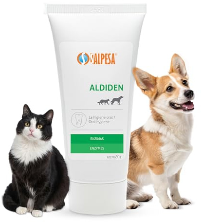 Aldivet Pasta de Dientes Perros y Gatos - Elimina Placa Dental, Mal aliento - Previene Formación Sarro y Placa - Cuidado Dental - Enzimas - Fácil Aceptada por los Animales.