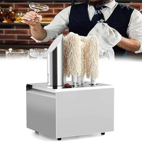 forestalk Pulidor eléctrico de copas de vino, máquina de limpieza automática para uso comercial, 330/660 tazas por hora, pulido de 360° con cepillos incluidos