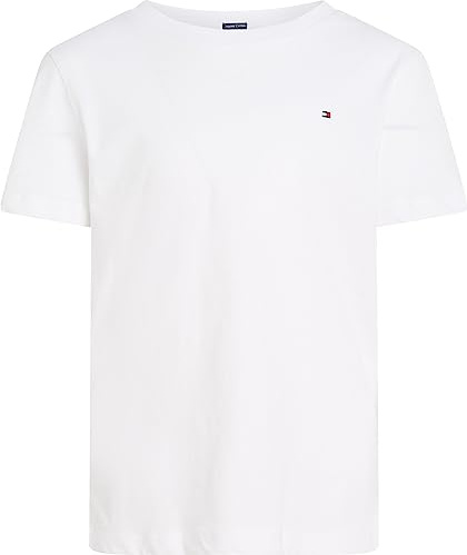 Tommy Hilfiger T-Shirt Manches Courtes Garçon Col Ras-du-Cou, Blanc (Bright White), 8 Ans