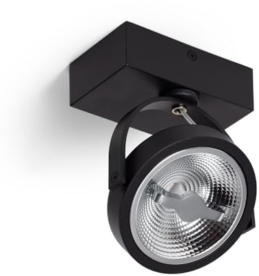 LEDKIA LIGHTING Faretto LED da Superficie Orientabile AR111 15W Regolabile Nero CREE 2700K Bianco Caldo
