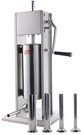 Clivia Stainless Steel Vertical Sausage Stuffer,Sliver,Dual Speed, Easy Clean Up Sausage Maker (11Lb/5L)