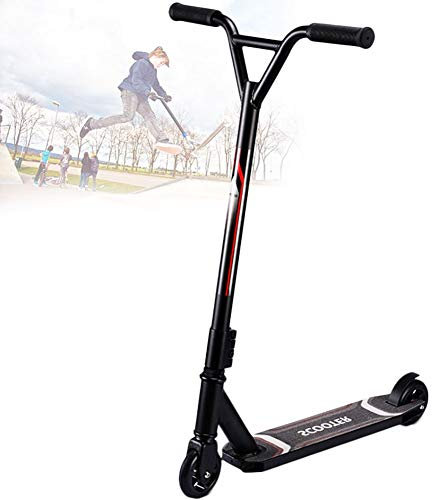 Patinete Pro Scooter Freestyle Nivel Profesional y Manillar Negro, Niños y Adultos Kick Scooter Acrobacias, Resistente a Acrobáticos y Saltos, de Principiante a Profesional, 25x3x33 Pulgada,Negro