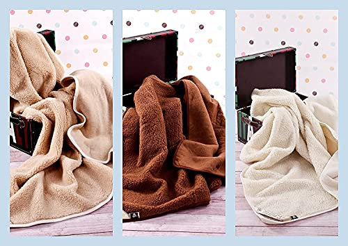 Manta de Lana de Merino, Manta 100% Lana Merino, Mantas de Cama de Lujo, Blanket, Woolmark, Muy Suave y Confortable (Cremoso, 140 x 100)