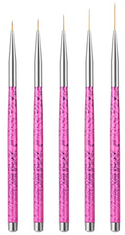 Sibba 5 pennelli per eyeliner, pennelli sottili con punta Microapplicatore per trucco ombretto strumento di plastica per nail art nail art matita disegno