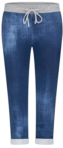 Mississhop 287 Damen Hose Cargohose Blumen Sweatpants Jogginghose Baumwolle Freizeithose Boyfriend Jeans Dunkel Model 27