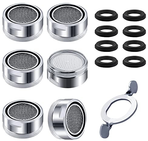 M24 Mousseur Robinet Cuisine Economie Eau 6pcs Filtre Robinet Filtre Lavabo Aerateur Robinet Filtro in Acciaio Inox + ABS con 8 Joints et 1 Clé Chromée