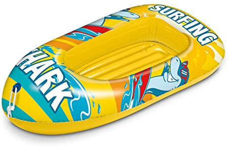 Mondo Toys - Surfing Shark Boat - Canotto con Base Gonfiabile , Gommone per Bambini, Misura 112 cm - PVC Termosaldato Resistente - 16922