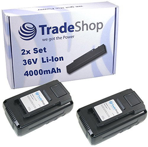 2x Trade-Shop Premium Li-Ion Akku 36V / 4000mAh / 144Wh kompatibel mit Al-Ko SF 4036 Akku-Vertikutierer ST 4048 Akku Schneefräse