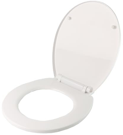 DIVCHI WC-Sitz mit Schnellentriegelung, mit Absenkautomatik und Scharnieren für einfache Reinigung, universeller Badezimmer-Schüsselsitz, Duroplast-Deckel, 45,5 x 38,5 x 5 cm, Weiß