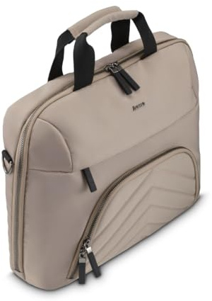 Hama laptopväska för 13,3–14,1 tum (lätt affärsväska som axelväska eller bärväska, notebookväska med två framfickor och arrangör, innerfack, surfplattefack, vadderat) beige