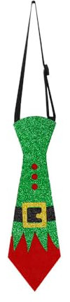 Blausky 1 corbata de fieltro, corbata de Navidad, corbata con purpurina, corbata con purpurina en polvo, corbata unisex, para Navidad, escenarios, fiestas, festivales, 25 x 7,8 cm, ropa de elfo
