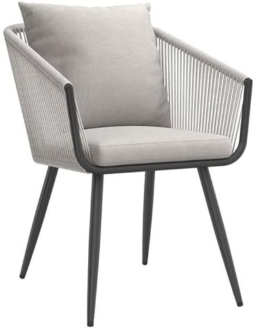 OUTLIV. moderner Gartensessel Alex mit robustem Aluminiumgestell und Rope-Rückenlehne, inkl. Kissen, stabil, belastbar bis 110kg, anthrazit/hellgrau