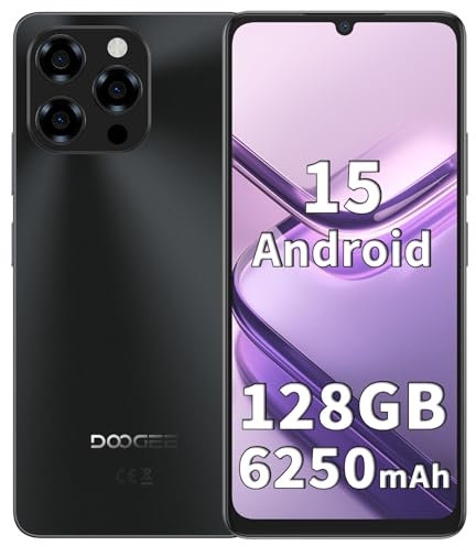 DOOGEE NOTE 58 Mobile Phone Unlocked, Sleek&Refined Design, 32GB+128GB, 6.75 90Hz IPS, Octa Core Android 15 4G Smartphone, 16MP+8MP Camera, 6250mAh Battery, Dual SIM, Widevine L1, GPS NFC Black