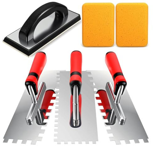 Juego de 6 Herramientas para Azulejos: Llana Cuadrada, Llana de Goma para Juntas y Esponjas para Juntas, Ideal para la Instalación de Azulejos en y Pisos.