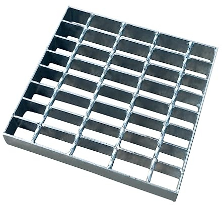 Natotela Griglia di scarico in acciaio zincato, 230 x 230 mm, resistente, griglia quadrata in metallo per bacino di raccolta quadrato da 22,9 cm, griglie di drenaggio esterne spesse per garage