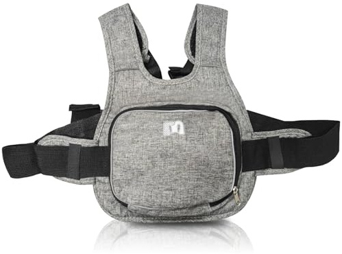 Ceinture de sécurité pour enfant - Protection dorsale de moto - Avec poche - Ceinture réglable - Bandes réfléchissantes - Siège enfant pour enfants entre 10 ans - Gris
