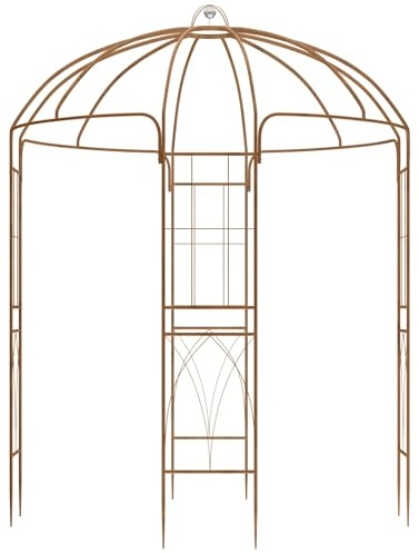 CLP Gartenpavillon wetterfest Keira, Rosenbogen mit Rankhilfe, 270x200 cm, Stahlgestell pulverbeschichtet, stabil & dekorativ für Terrasse, Farbe:braun