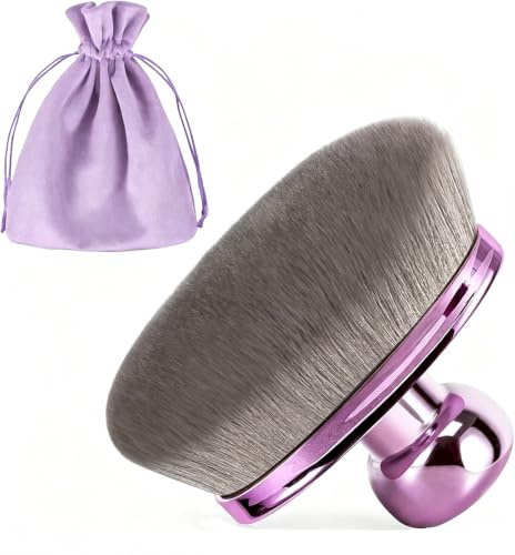 KOSLEOW Extra stor ansikts- och kroppssminkborste, 11,6 cm diameter, Kabuki foundationborste, löst pulver, ultramjuk professionell sminkborste med resepåse V