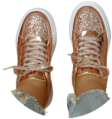 Scarpe da Ginnastica Donna Comode Fitness Lavoro Sneakers Donna Tennis All'Aperto Palestra Scarpe da Passeggio Running Camminare Trekking con Paillette Glitterate Scarpe Donna Eleganti