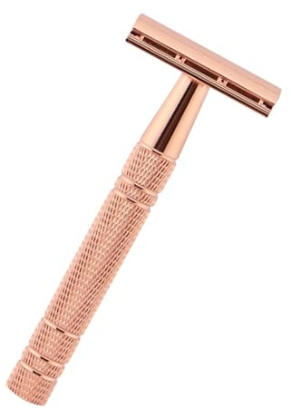 CHICAMPERA Rasoir Manuel à Double Lame Ultra-fin en Alliage de Zinc et Aluminium, Rasoir pour Barbe et Visage Rotatif, pour Voyage et Usage Quotidien