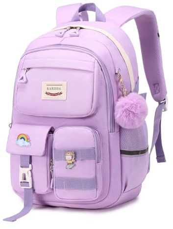 Sisipoet Cartable Fille Sac à Dos pour Ordinateur 15,6 pouces Collège Lycée | Cartable Fille Primaire, Sac à Dos Enfant, Sac à Dos École, Multi-Poches, Bande Réfléchissante, Ergonomiques