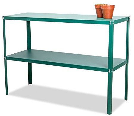 Lacewing 118cm Essential 2 Tier Greenhouse Staging Potting Bench Tool Storage Rack Shelves Green (Pack of 1)