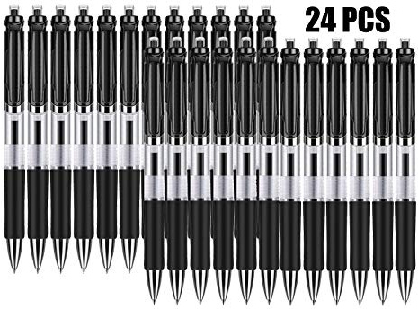 Penna Gel, GXR Penna a scatto Punta Fine 0,5mm a Inchiostro Gel Nera Penne (Confezione da 24 Pezzi)