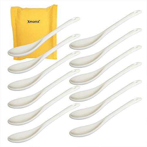 Xmomx 12 pcs Porcelain Egg Spoons Ceramic Spoons White 5 inch Coffee Dessert Yogurt Tea milky tea